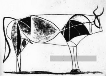 L’État de taureau VII 1945 Picasso noir et blanc Peinture à l'huile